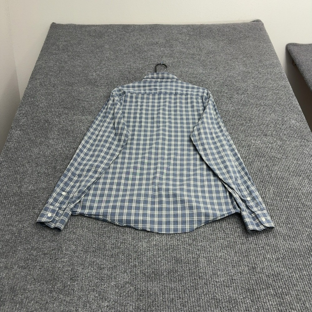 Faherty Shirt Mens L Blue Supima Cotton Stretch Plaid Button Down Casual Style - Picture 8 of 10